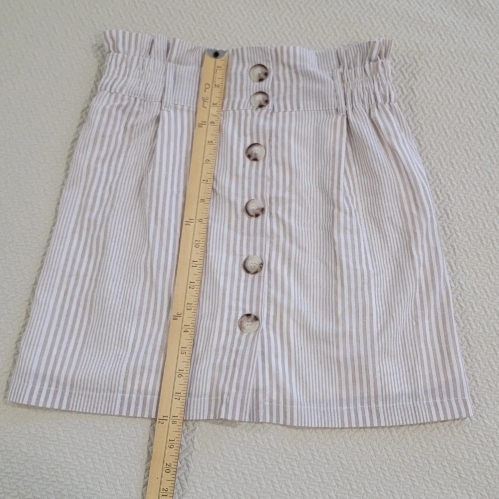 Favlux Stripes Cotton blend Paper bag Waist Skirt Size Large Button Front